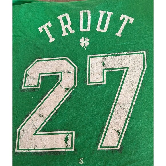 Mike Trout #27 Los Angeles Angels Men’s Size XL Green T-Shirt 4 Leaf Clover - Picture 3 of 8